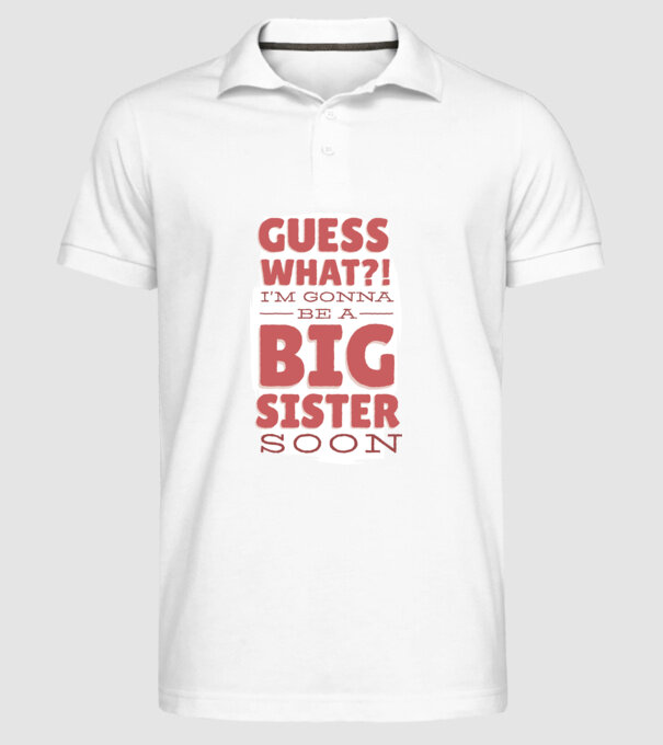În curând voi fi sora mai mare model alb pe tricou