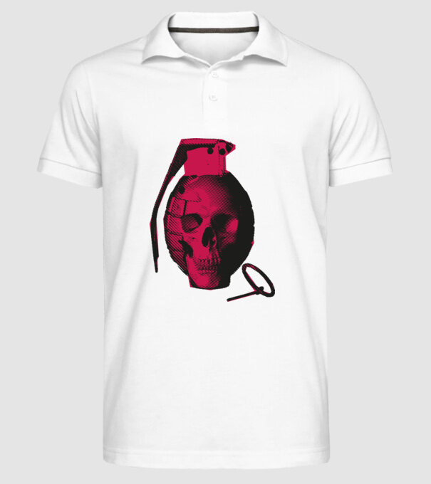 Grenadă de mână Craniu model alb pe tricou