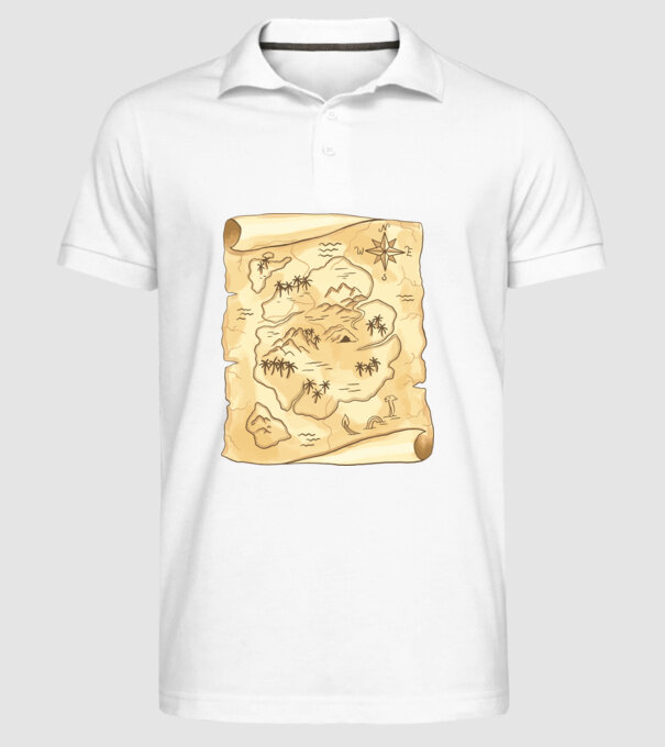 Hartă cu comori model alb pe tricou