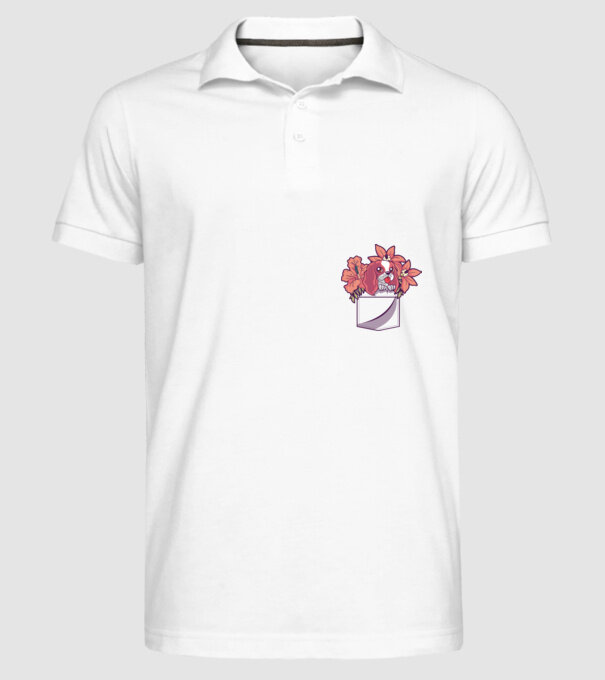 Cățeluș în buzunar model alb pe tricou