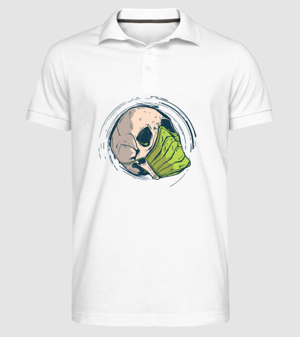 Craniu cu mască model alb pe tricou