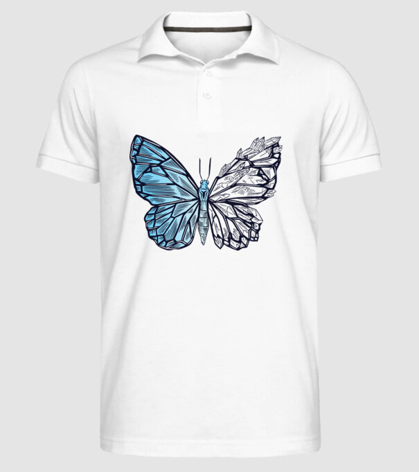 Fluture cristal model alb pe tricou