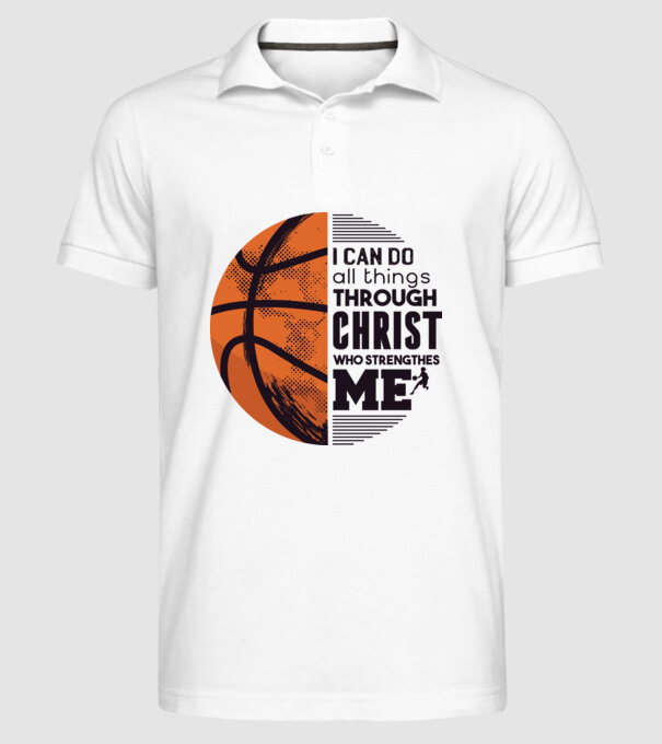 Cu ajutorul lui Hristos reușim Baschetbalist model alb pe tricou