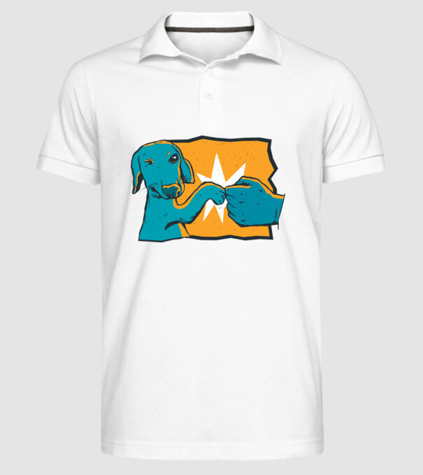 Prietenie Câine Om model alb pe tricou