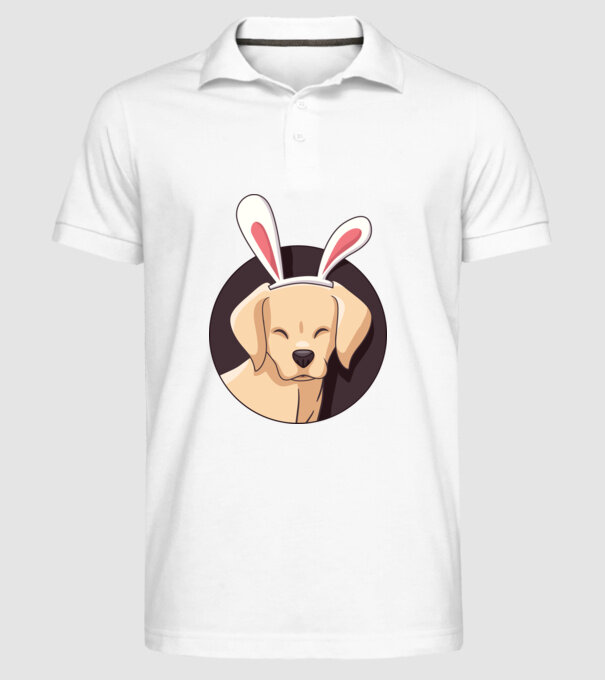Iepuraș Labrador pentru Paște model alb pe tricou