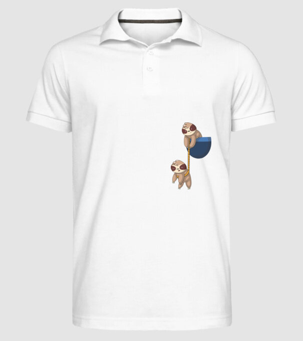 Leneș cu buzunar model alb pe tricou