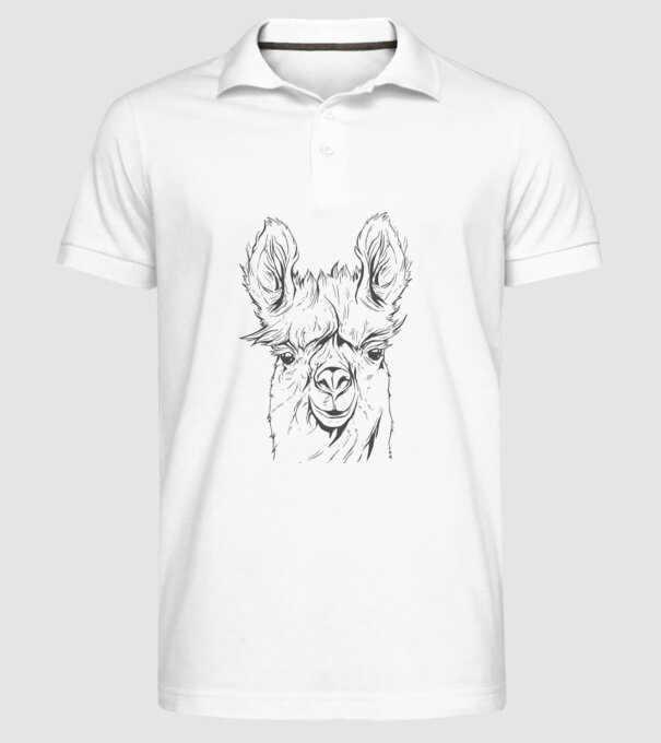 Cap de Lama model alb pe tricou