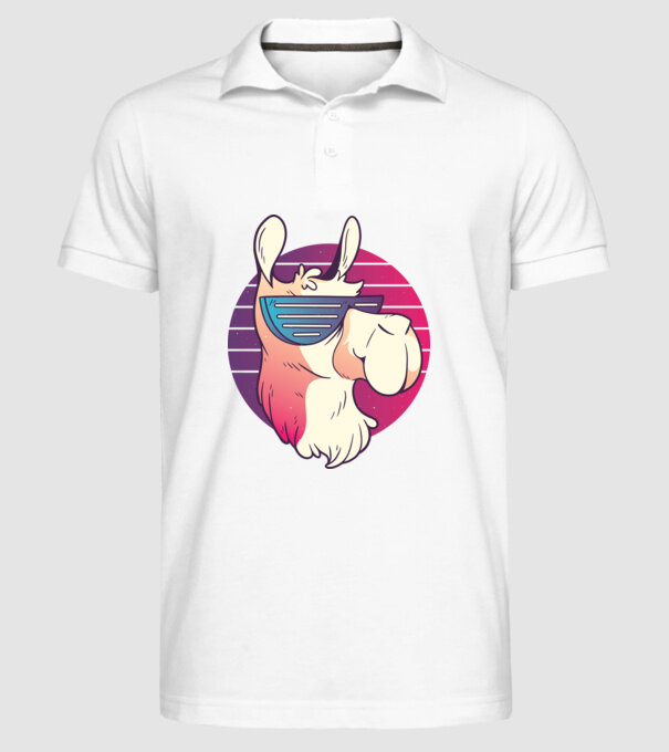 Llama ochelari de soare retro tricou model alb pe tricou