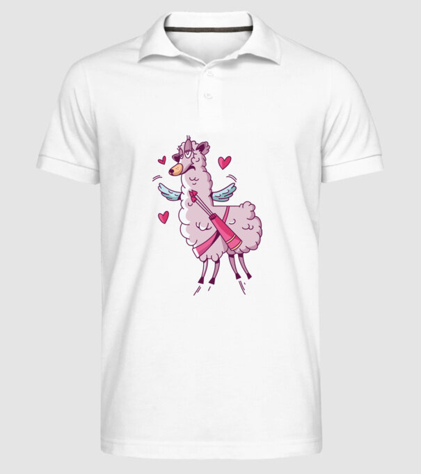 'Dragoste Llama pentru Valentine''s Day' model alb pe tricou