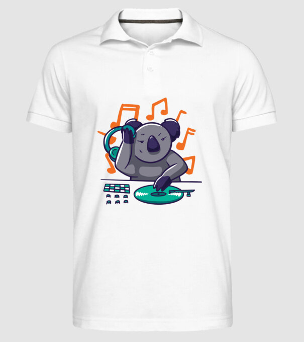 Koala DJ model alb pe tricou