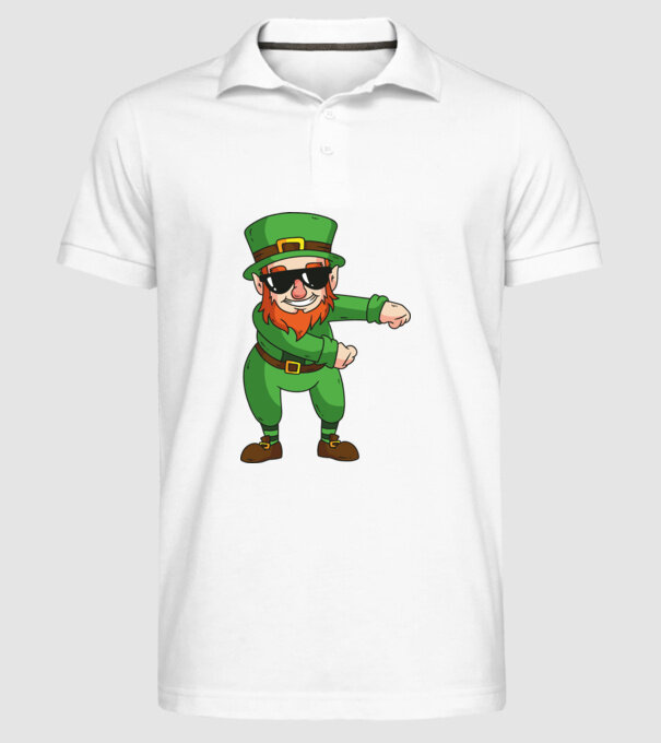 Leprechaun Floss DAB model alb pe tricou