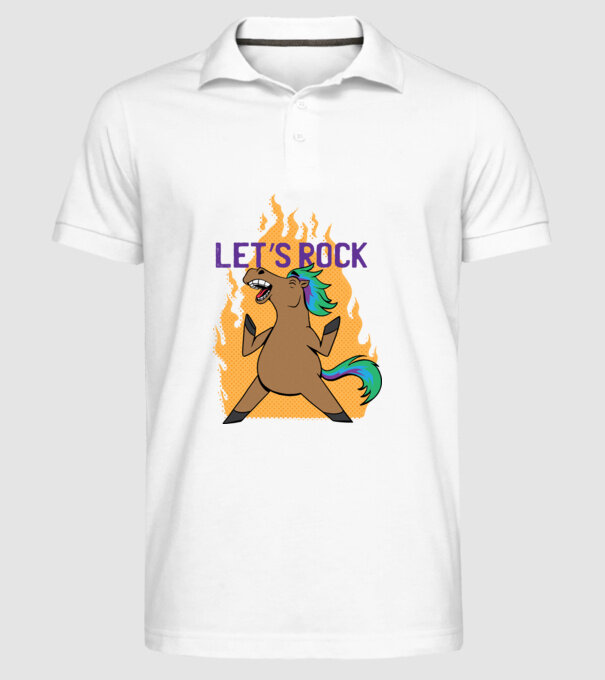 'Let''s Rock - Călăreț' model alb pe tricou