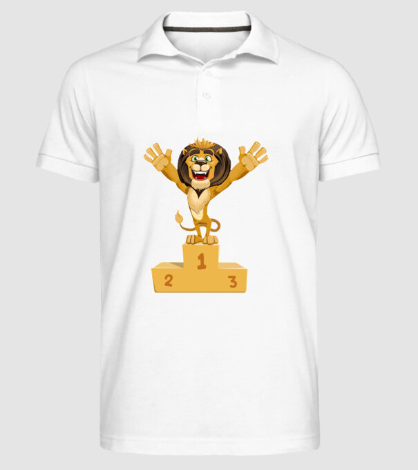 lion champion model alb pe tricou