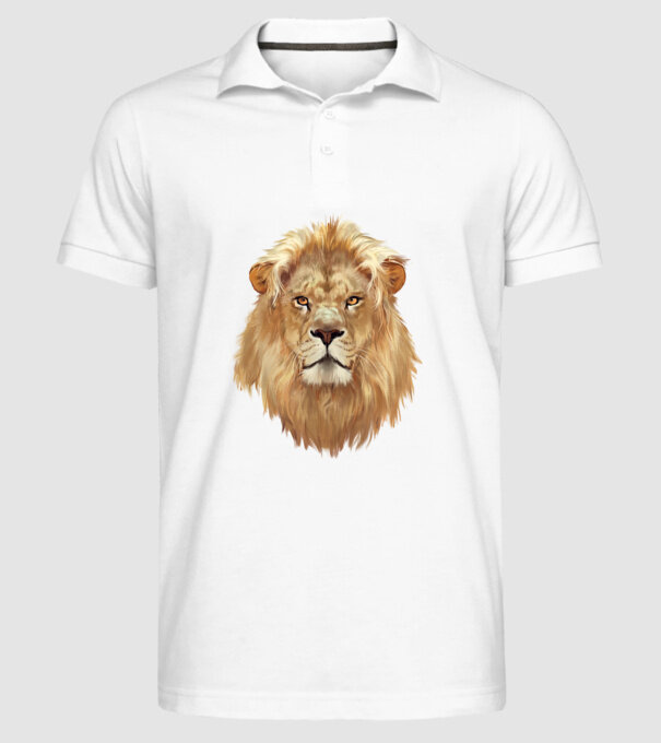 lion head paint model alb pe tricou