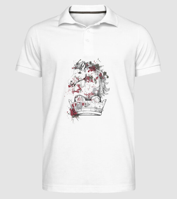 Coroană Cal - Șah model alb pe tricou
