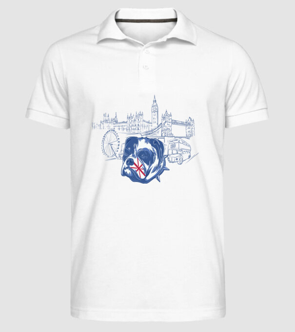 London Bulldog model alb pe tricou