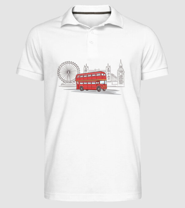 London Bus model alb pe tricou