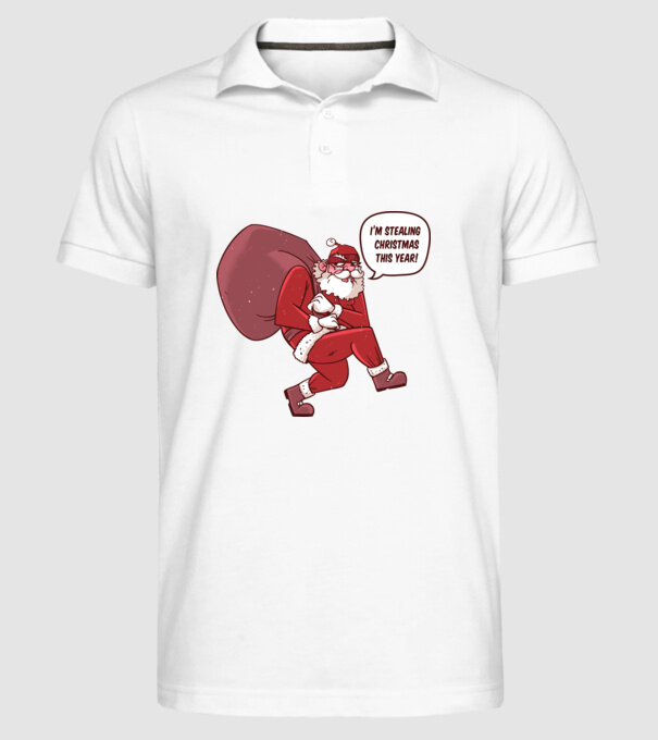 Moș Crăciun strecurându-se model alb pe tricou