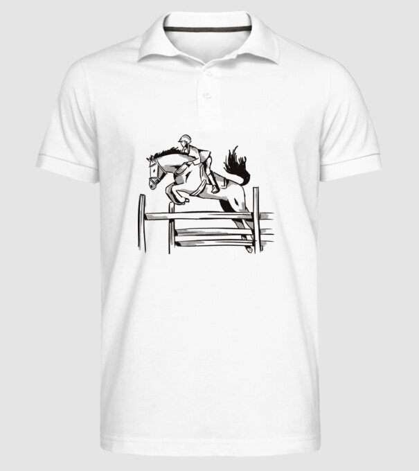 Călăreț model alb pe tricou