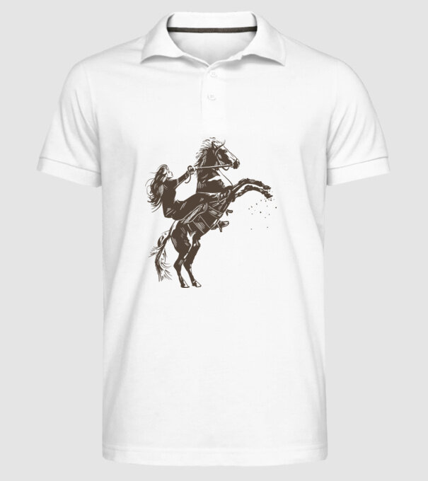 Fată cu cal model alb pe tricou