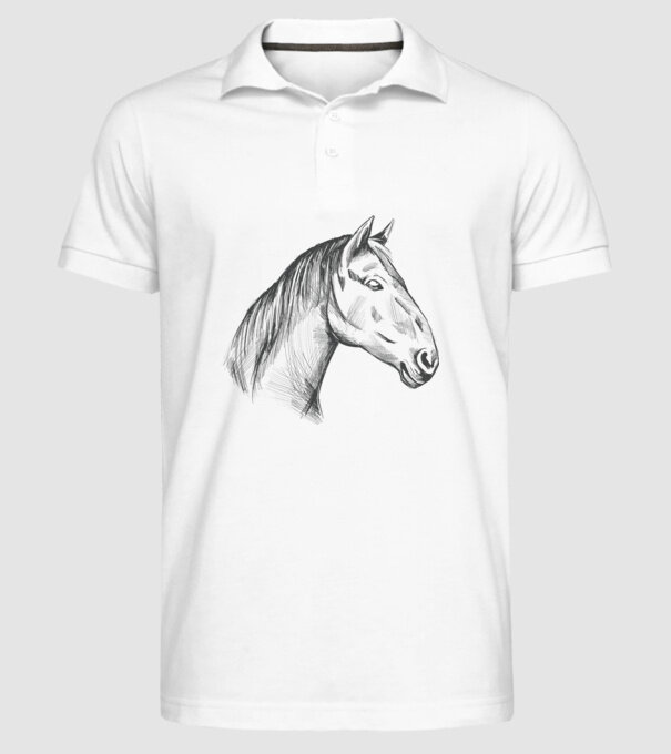 Desen cu cal model alb pe tricou