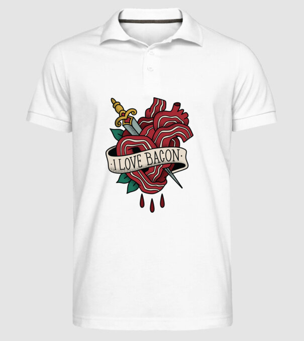 Love Bacon Tatuaj model alb pe tricou