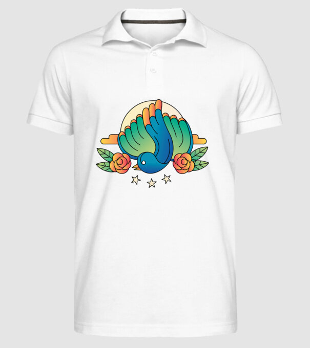 Motiv Pasăre model alb pe tricou