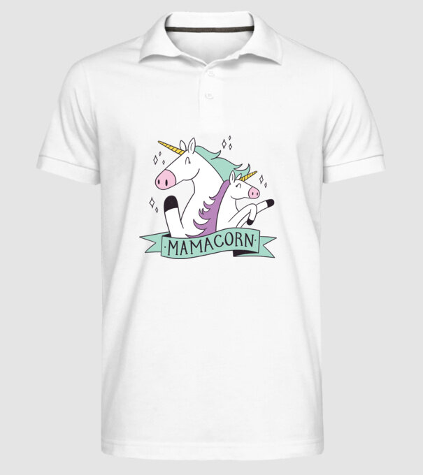 Mamacorn model alb pe tricou