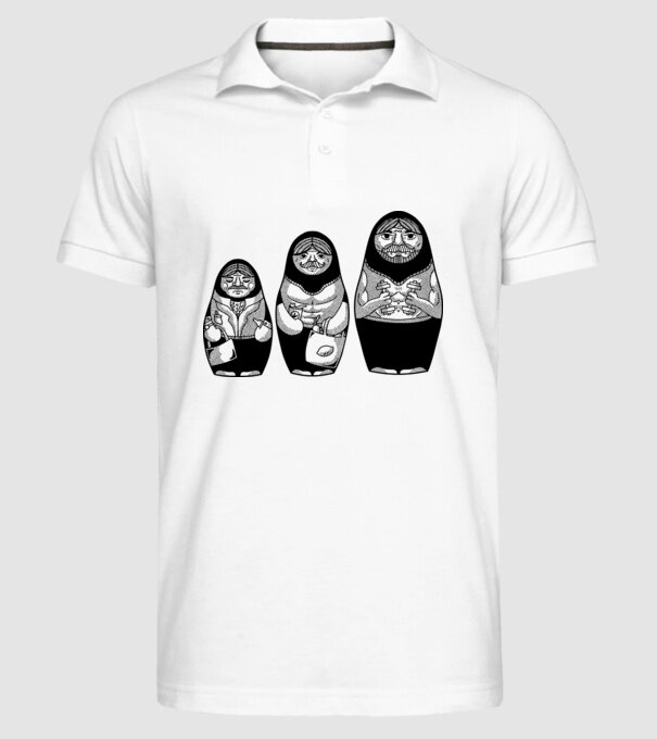 Păpuși Mamushka model alb pe tricou