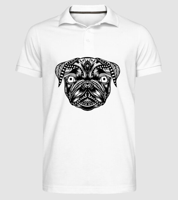 Mandala Cap Mops model alb pe tricou