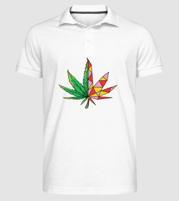 Frunză de marijuana model alb pe tricou