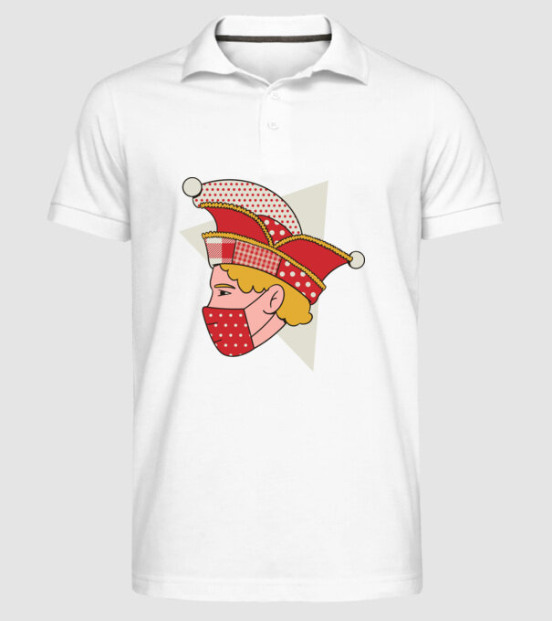 Covid joker model alb pe tricou