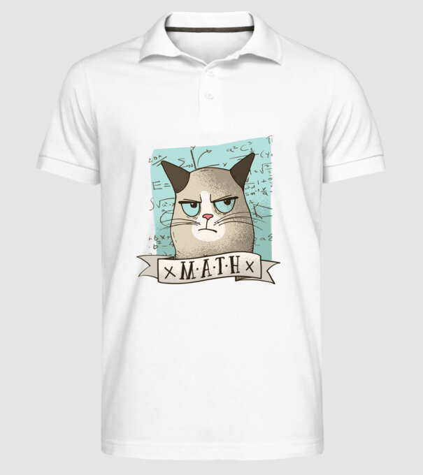 Pisică Matematică model alb pe tricou