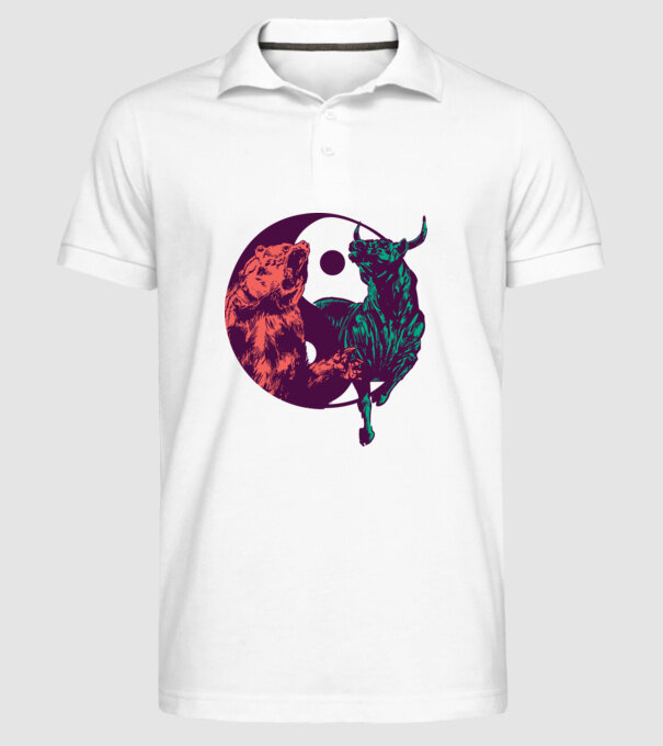 Medve Bika Yin Yang model alb pe tricou