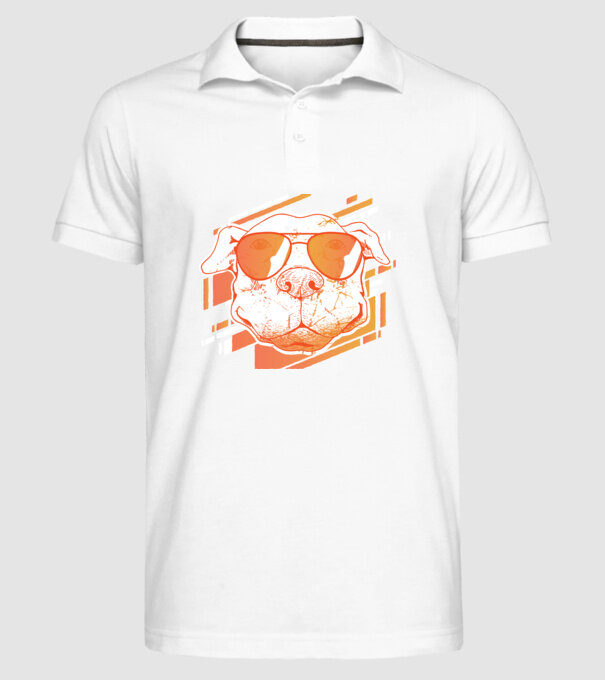 Pitbull Cool în ochelari de soare model alb pe tricou