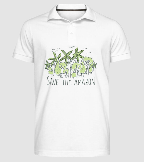 Salvează Pădurea Amazoniană model alb pe tricou