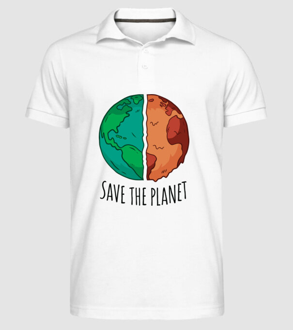 Salvați planeta model alb pe tricou