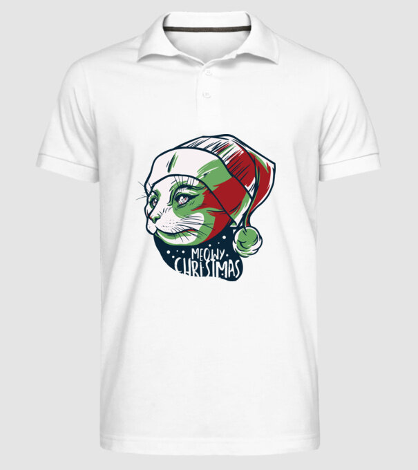 Meowy Christmas Pisică de Crăciun model alb pe tricou