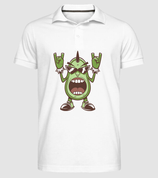 Avocado Metal model alb pe tricou