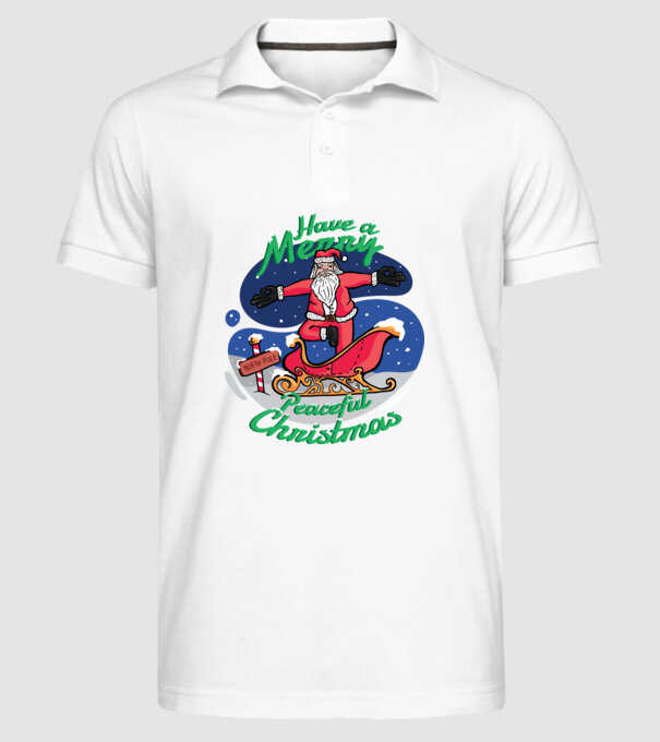 Moș Crăciun Yoga model alb pe tricou