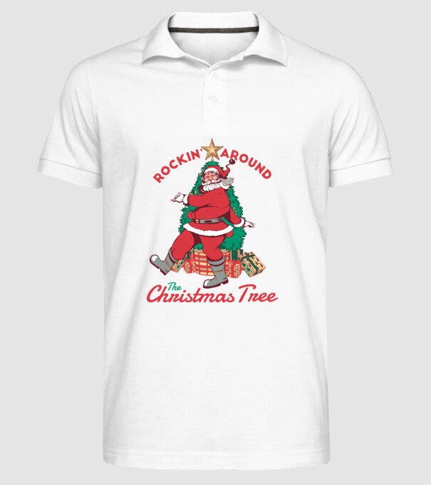 Moș Crăciun dans de Crăciun model alb pe tricou