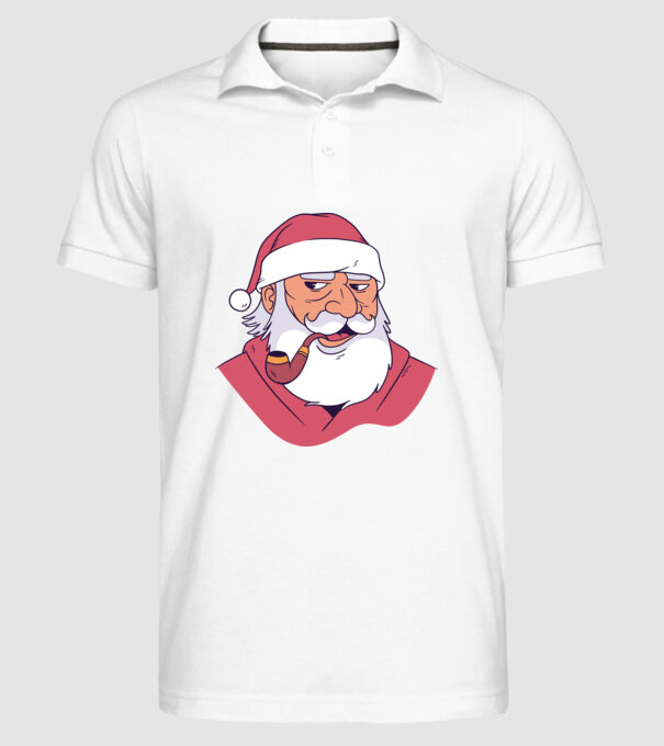 Moș Crăciun pipă model alb pe tricou