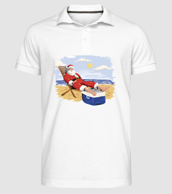Moș Crăciun În vacanță model alb pe tricou