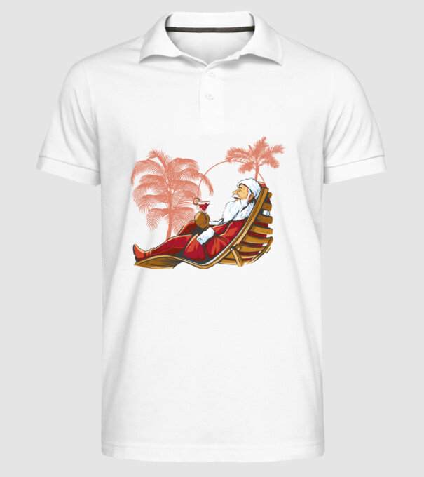 Moș Crăciun În vacanță model alb pe tricou
