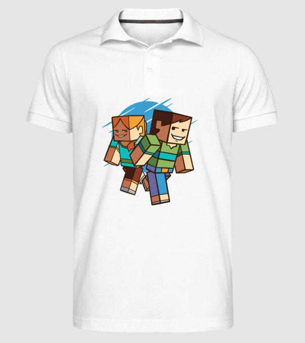 Caractere Minecraft model alb pe tricou