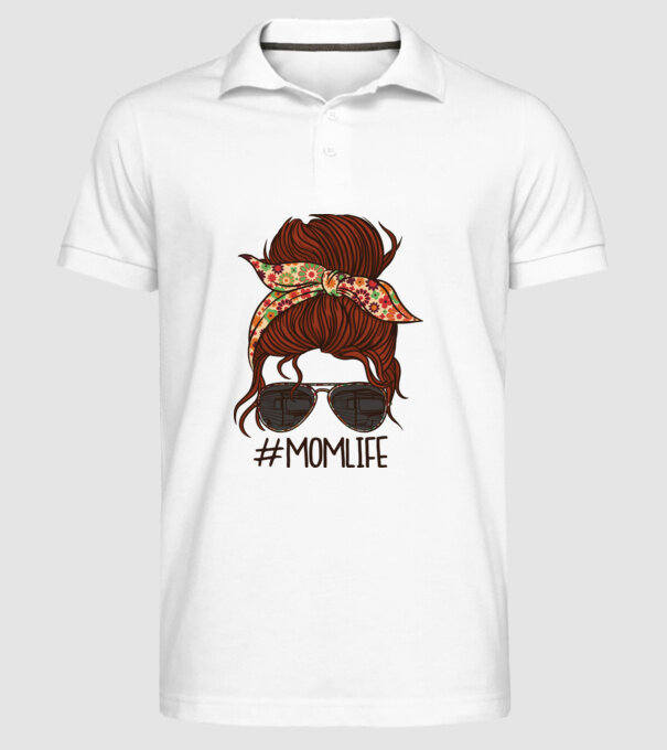 Momlife Hashtag model alb pe tricou