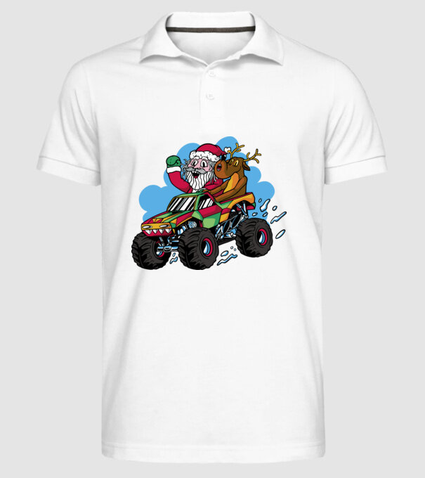 Monster Truck Moș Crăciun model alb pe tricou