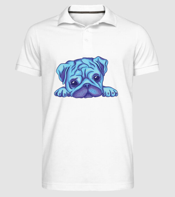 Cap de Mops acuarelă model alb pe tricou