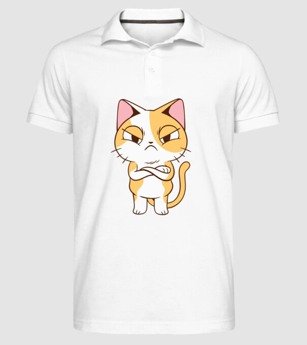 Pisică supărată model alb pe tricou
