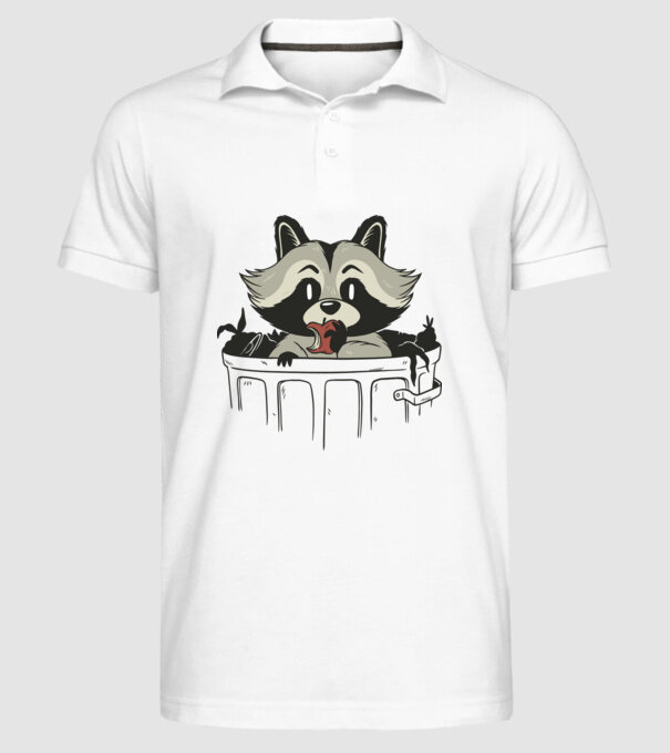 Raton în coș de gunoi model alb pe tricou